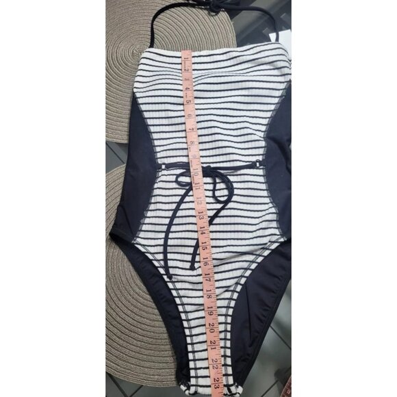 Robin Piccone Black and White Striped One Piece Swimsuit - Picture 5 of 10